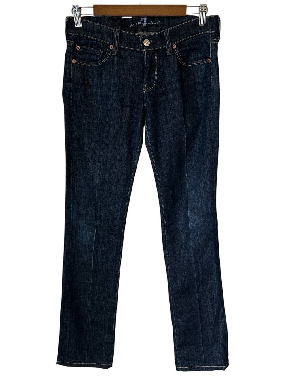 7 For All Mankind Jeans Size 26 Straight Leg Dark Wash Denim Women - Picture 2 of 9